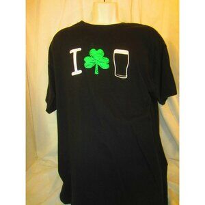 GUINNESS St Patrick shamrock beer shirt Black HANES Men L